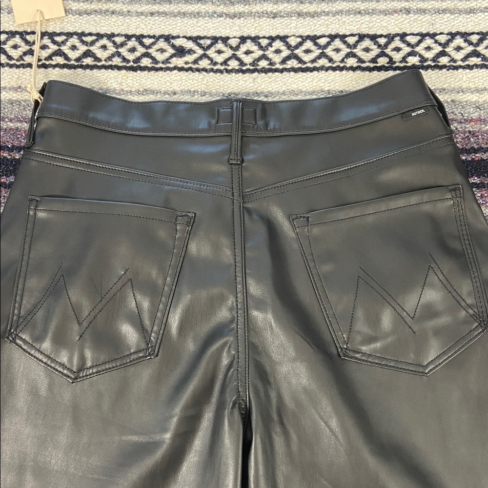 New NWT Mother 30 The Undercover Wax On Off Wide Leg Black Faux-Leather Pants - Picture 14 of 14